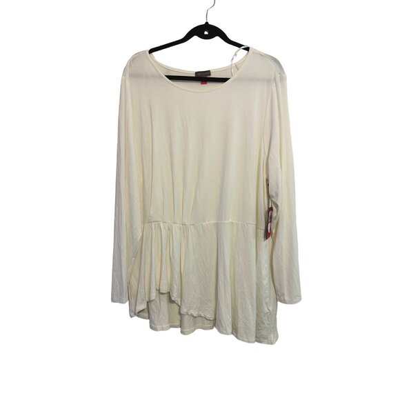 VINCE‎ CAMUTO New Ivory Long Sleeve Asymmetrical Hem Top Shirt Size 3X NWT $79 - Picture 2 of 7